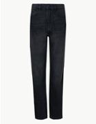 Marks & Spencer High Waist Straight Leg Ankle Grazer Jeans Black Mix