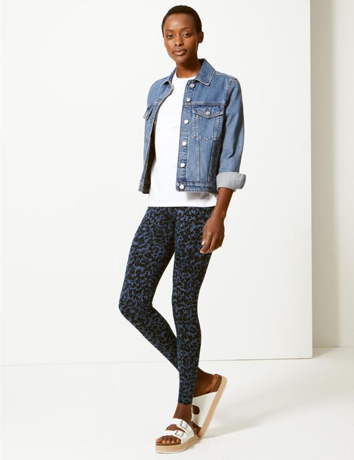 Marks & Spencer Animal Print High Waist Leggings Navy Mix