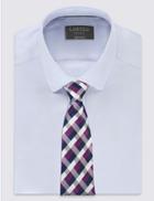 Marks & Spencer Pure Silk Gingham Checked Tie Magenta