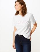 Marks & Spencer Fashion Targets The Love Cotton T-shirt White Mix