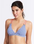 Marks & Spencer Striped Plunge Bikini Top Blue Mix