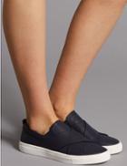 Marks & Spencer Leather Cross Strap Trainers Navy