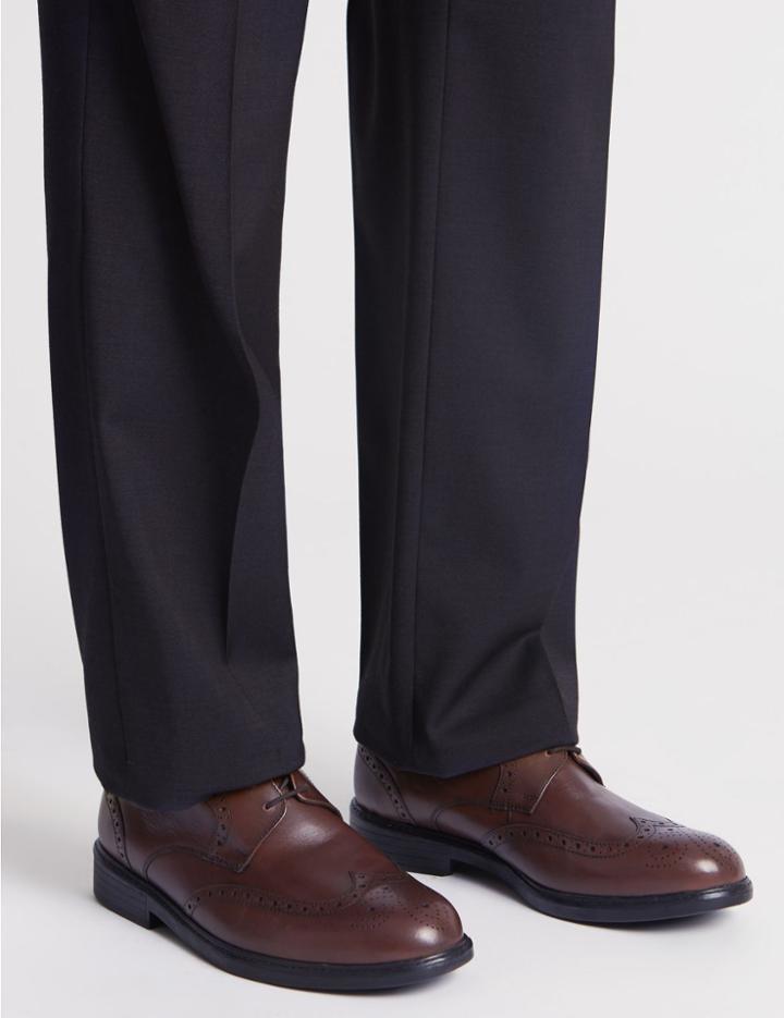 Marks & Spencer Extra Wide Leather Brogue Shoes With Airflex&trade; Tan