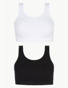 Marks & Spencer 2 Pack Non-wired Full Cup Seamfree Crop Tops Black/white