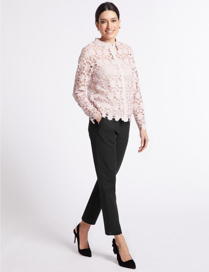 Marks & Spencer Cotton Blend Frill Pocket Trousers Black