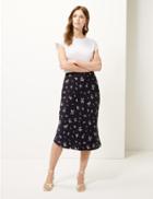 Marks & Spencer Floral Print Slip Midi Skirt Navy Mix