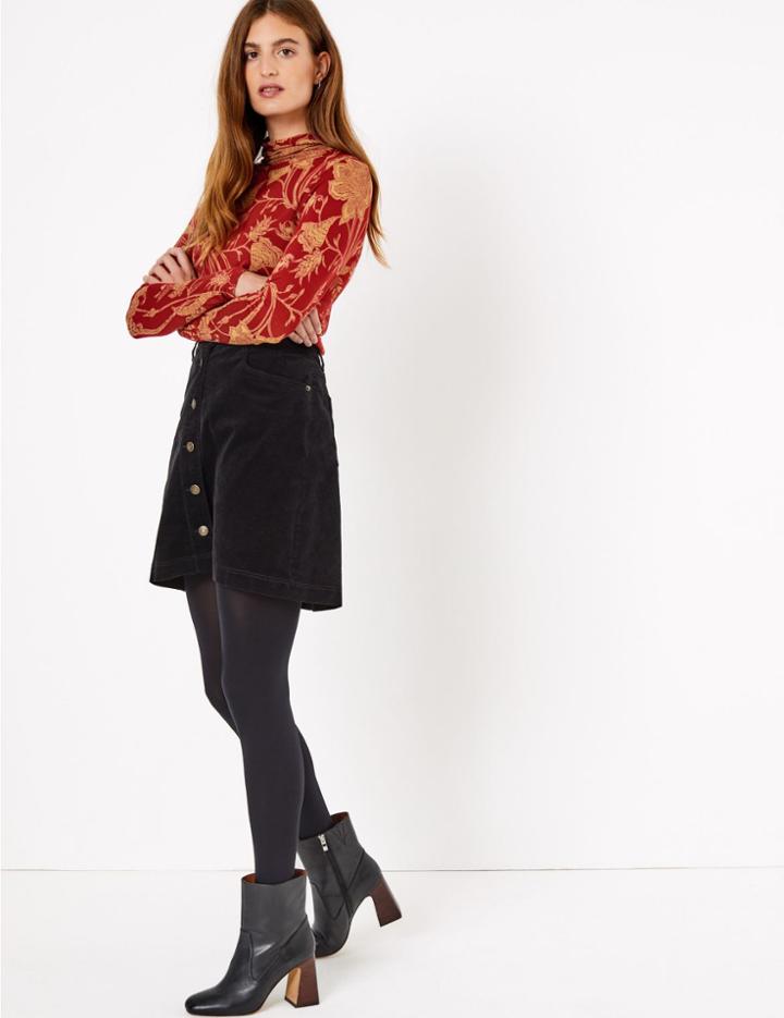 Marks & Spencer Floral Print Fitted Long Sleeve Top Red Mix