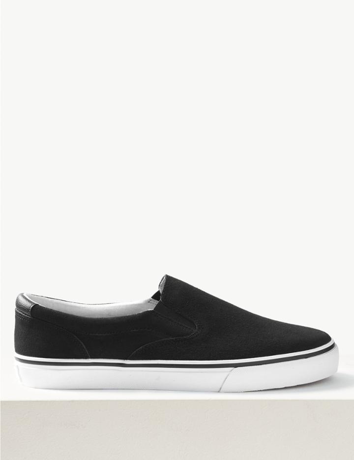 Marks & Spencer Suede Slip-on Pumps With Freshfeet&trade; Black