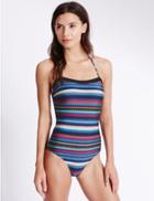 Marks & Spencer Secret Slimming&trade; Multi Striped Swimsuit Wine Mix