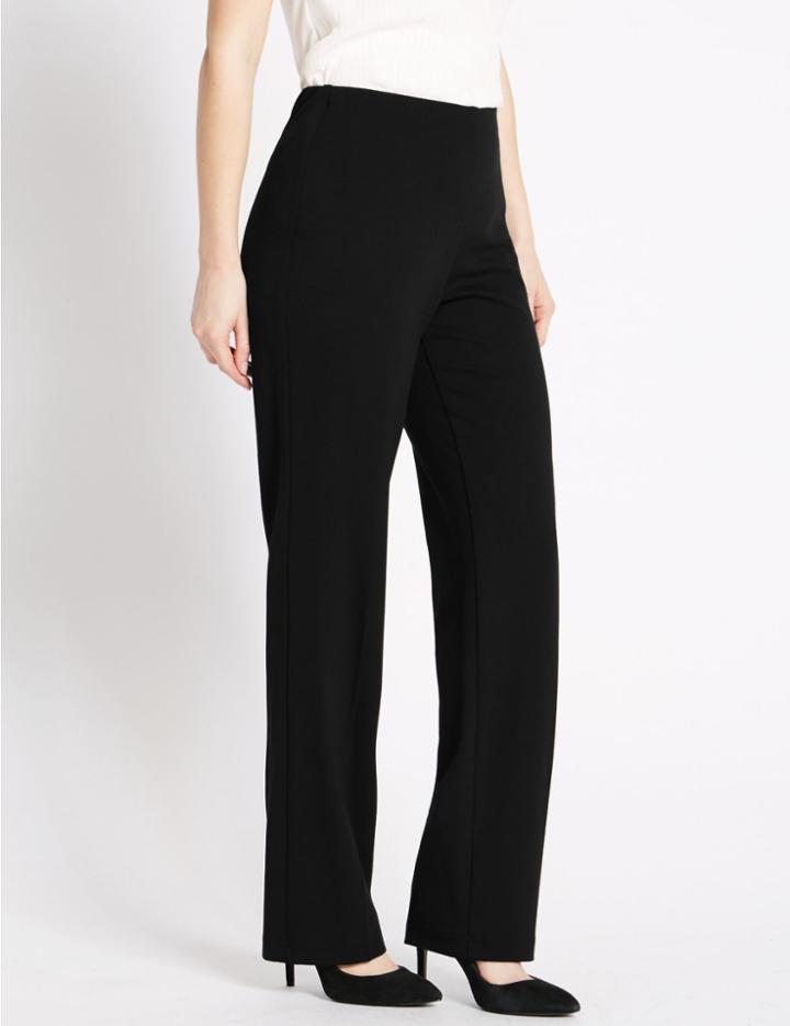 Marks & Spencer Petite Jersey Slim Leg Trousers Black