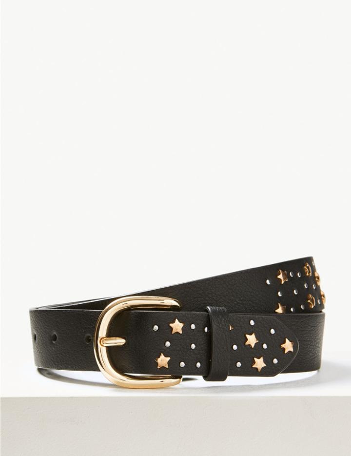 Marks & Spencer Faux Leather Star Studded Hip Belt Black Mix