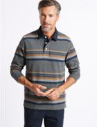Marks & Spencer Pure Cotton Striped Rugby Top Grey Mix