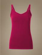 Marks & Spencer Soft Touch Cotton Rich Vest With New & Improved Fabric Dark Cranberry