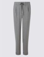 Marks & Spencer Drawstring Striped Tapered Leg Trousers Grey Mix
