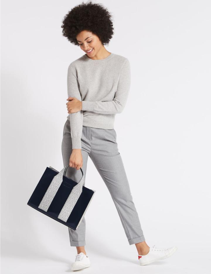 Marks & Spencer Faux Leather Tote Bag Bright Blue