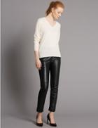 Marks & Spencer Leather Ponte Skinny Leggings Black