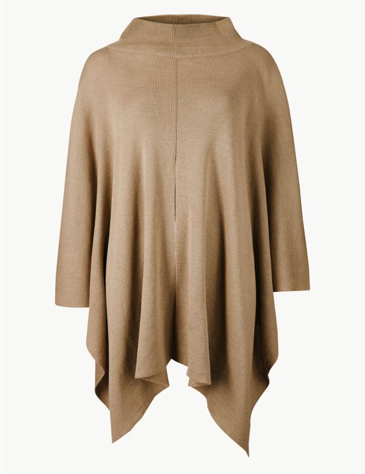 Marks & Spencer Ribbed Split Front Wrap Natural Mix
