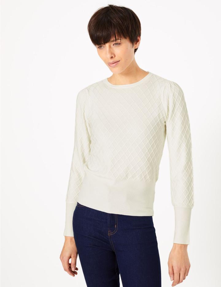 Marks & Spencer Diamond Stitch Jumper Cream