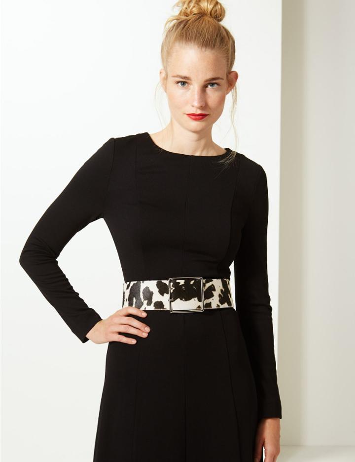 Marks & Spencer Leather Animal Print Waist Belt Black Mix