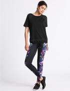 Marks & Spencer Floral Print Ombre Leggings Purple Mix