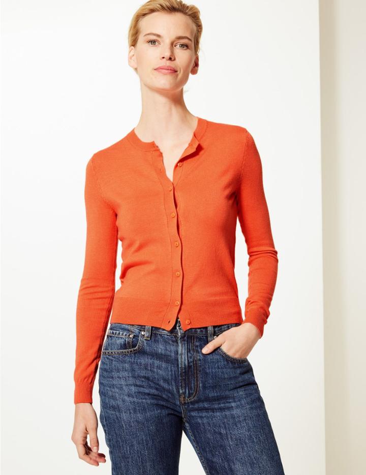 Marks & Spencer Round Neck Cardigan Mango
