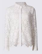 Marks & Spencer Floral Lace Long Sleeve Shirt Soft White