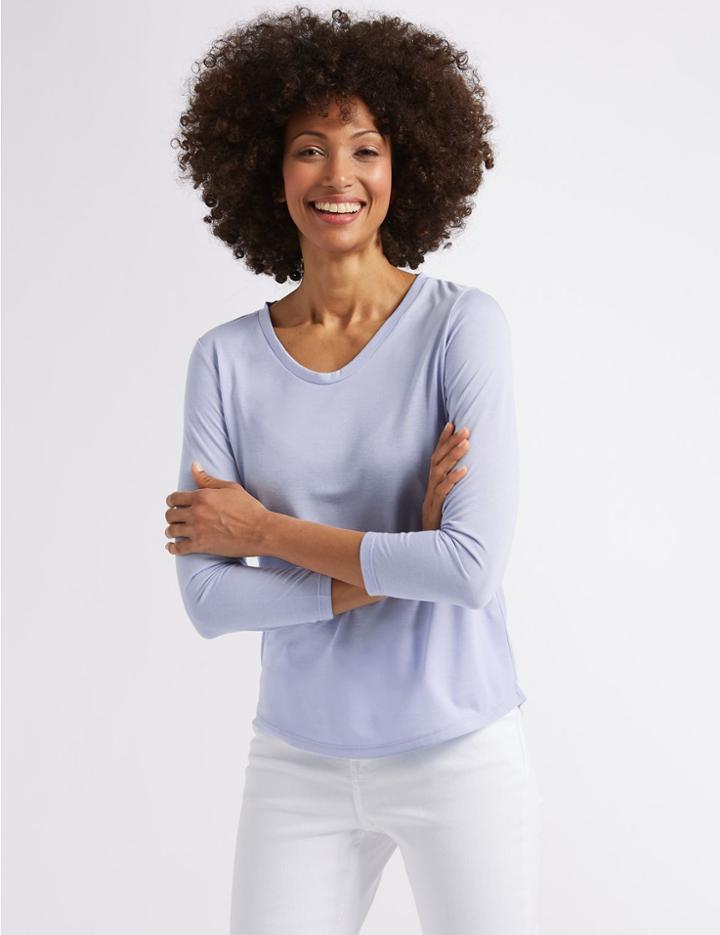 Marks & Spencer Relaxed Scoop Neck T-shirt Bluebell