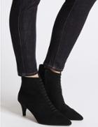 Marks & Spencer Lace Kitten Heel Ankle Boots Black Mix