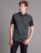 Marks & Spencer Supima&reg; Cotton Textured Polo Shirt Charcoal Mix