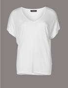 Marks & Spencer V-neck Short Sleeve T-shirt White