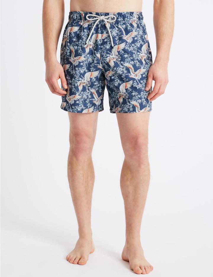 Marks & Spencer Printed Quick Dry Swim Shorts Light Indigo
