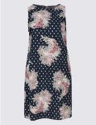 Marks & Spencer Linen Blend Paisley Print Tunic Dress Navy Mix