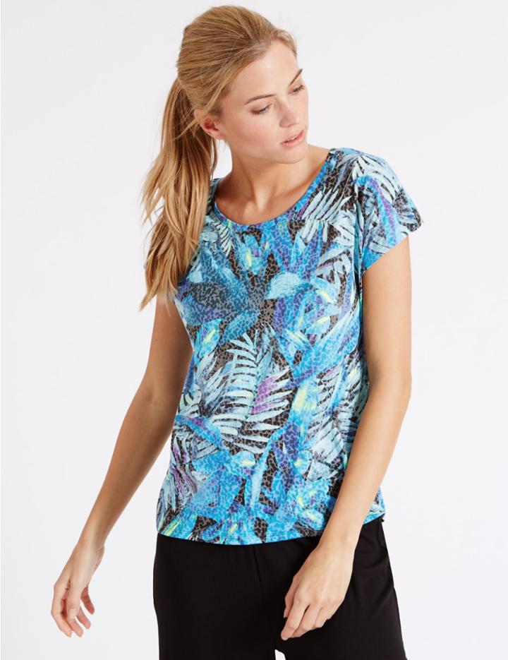 Marks & Spencer Short Sleeve Printed T-shirt Teal