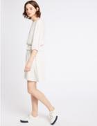 Marks & Spencer Spotted 3/4 Sleeve Tea Mini Dress Ivory