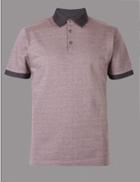 Marks & Spencer Pure Cotton Textured Polo Shirt Pink