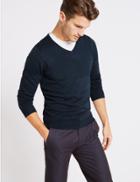 Marks & Spencer Cashmilon&trade; V-neck Jumper Navy Mix