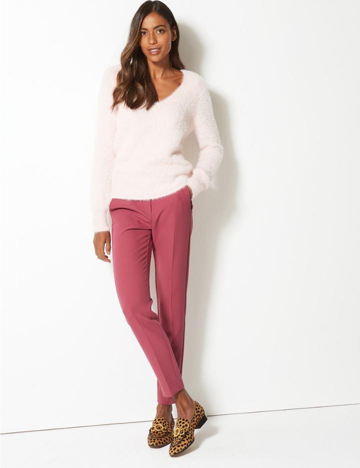 Marks & Spencer Slim Leg Trousers Pink