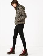 Marks & Spencer Padded Leopard Print Jacket Black Mix