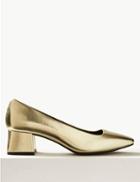 Marks & Spencer Square Toe Court Shoes Metallic