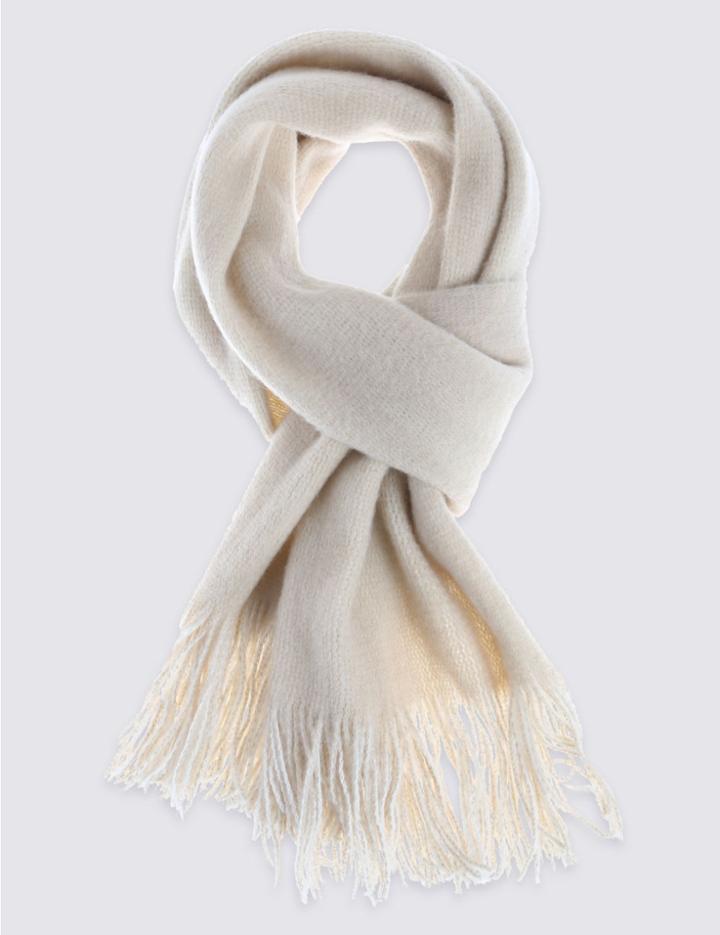 Marks & Spencer Double Face Brushed Scarf Natural Mix
