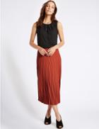 Marks & Spencer Pleated A-line Midi Skirt Copper Tan