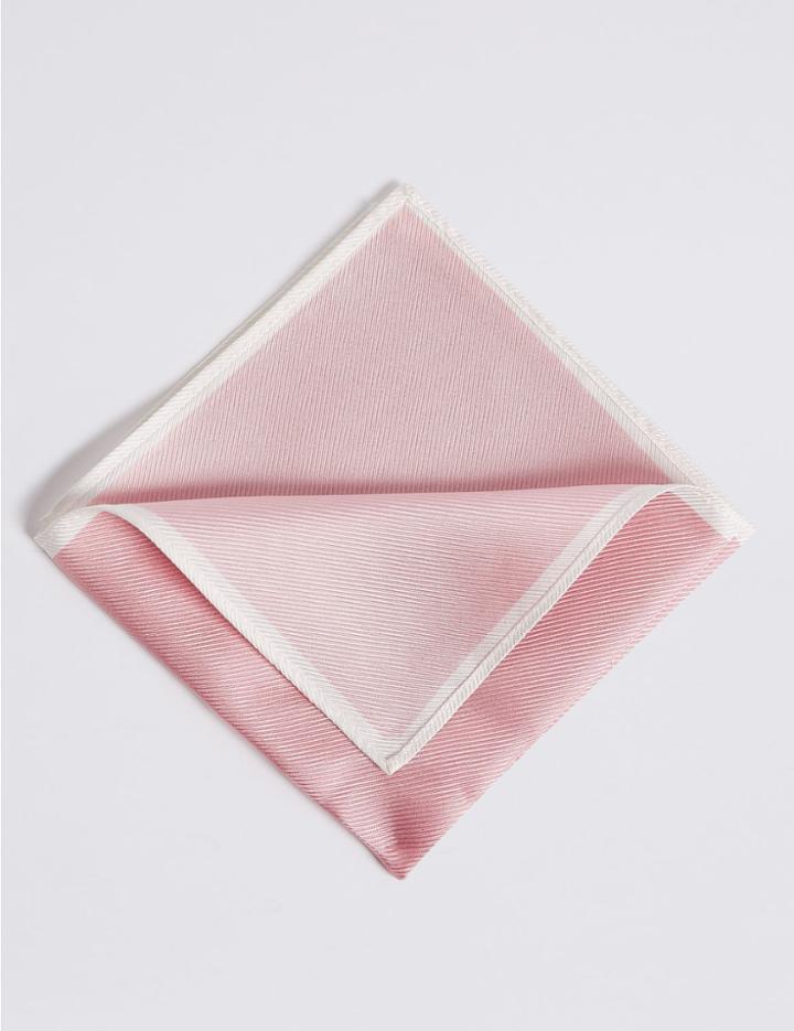 Marks & Spencer Pure Silk Pocket Square Pale Pink Mix