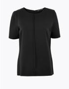 Marks & Spencer Back Zip Short Sleeve Top Black