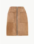 Marks & Spencer Suede Zip Detail A-line Mini Skirt Natural Mix