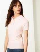 Marks & Spencer Textured Regular Fit Polo Shirt Light Pink
