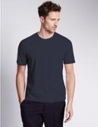 Marks & Spencer Pure Cotton Slim Fit T-shirt With Staynew&trade; Med Blue Denim