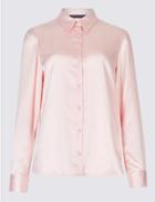 Marks & Spencer Plain Sleeve Detail Shirt Blush