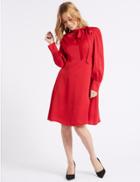 Marks & Spencer Petite Long Sleeve Midi Dress Red