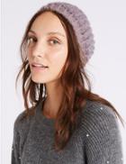 Marks & Spencer Textured Beanie Winter Hat Pink