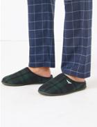 Marks & Spencer Checked Mule Slippers Navy Mix